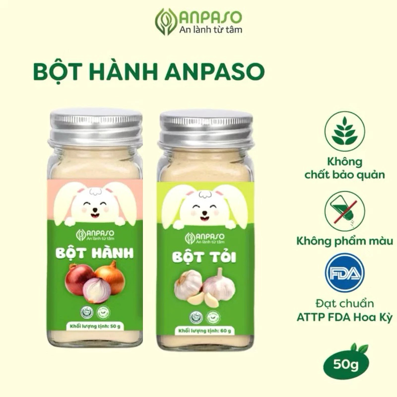 Bột Gia Vị Ăn Dặm Cho Bé Anpaso - Gia vị nấu ăn bột hành, bột tỏi 50g