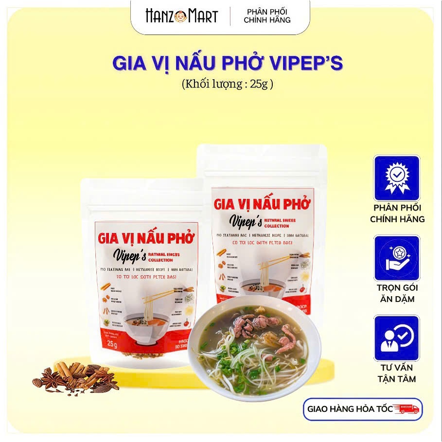 Gia Vị Nấu Phở Bò Tự Nhiên Vipep 25g - Gia vị Vipep