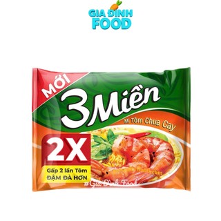 Sale date 02/08 - [Thùng x30 Gói] Mì 3 Miền Tôm chua cay 65g