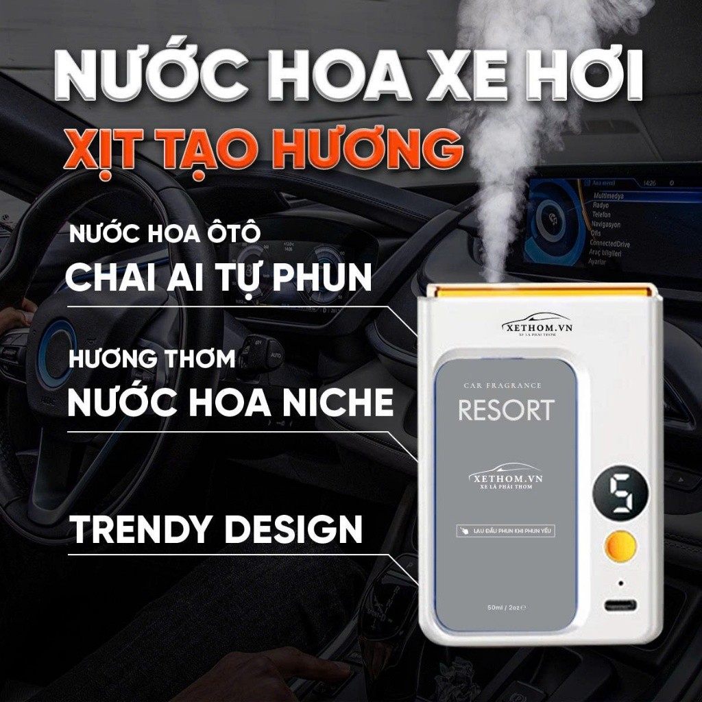 Máy Khuếch Tán Tinh Dầu - Máy xịt thơm xe hơi, tàu hoả, du thuyền xe du lịch, du thuyền sang trọng mùi KS 5 sao.