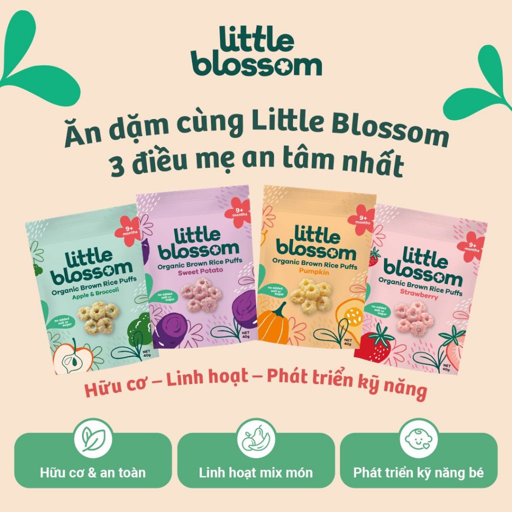 Bánh ăn dặm hữu cơ Little Blossom chính hãng, dành cho bé từ 9 tháng