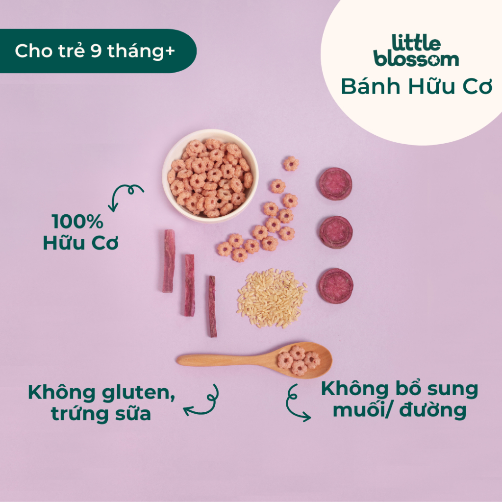 Bánh ăn dặm hữu cơ Little Blossom chính hãng, dành cho bé từ 9 tháng