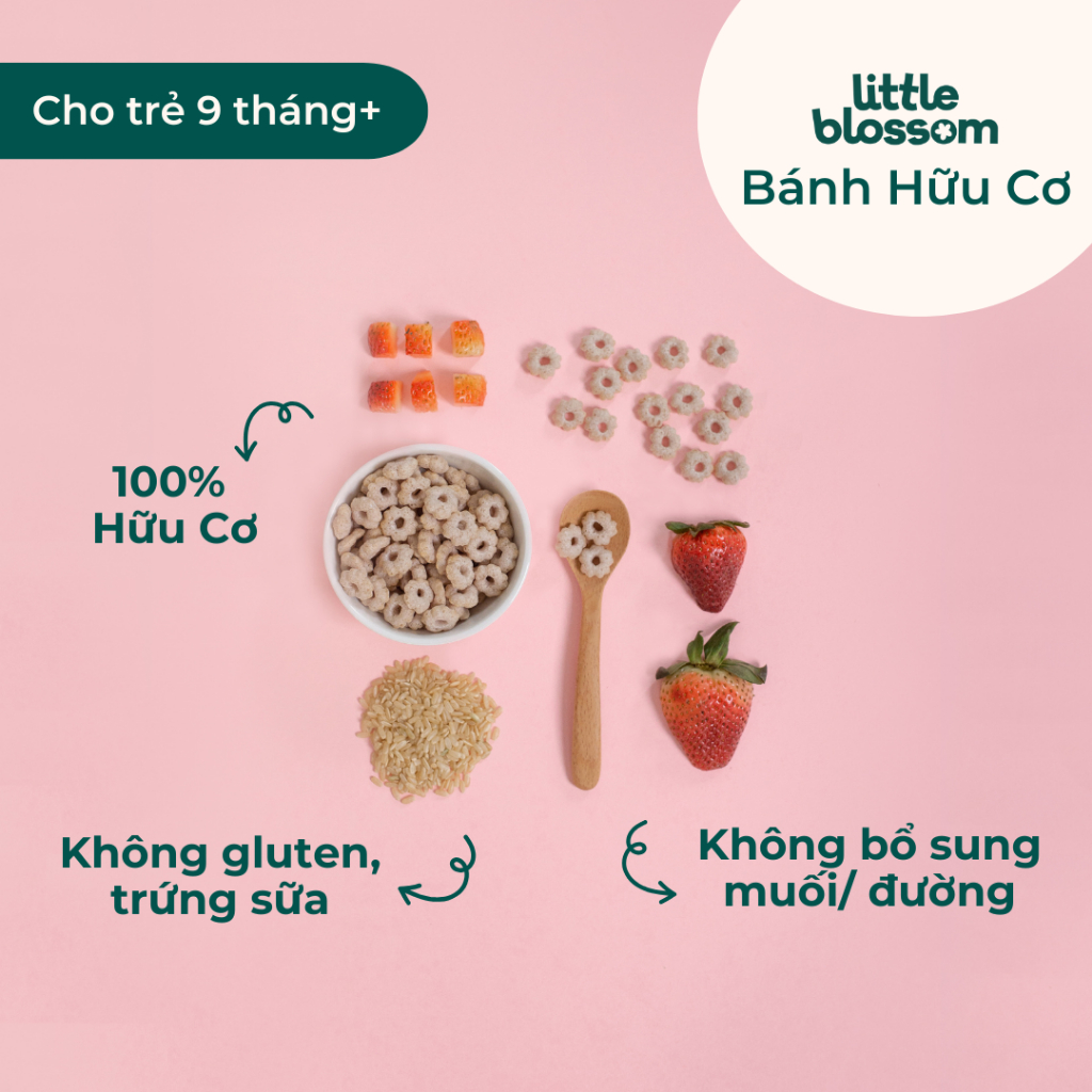 Bánh ăn dặm hữu cơ Little Blossom chính hãng, dành cho bé từ 9 tháng
