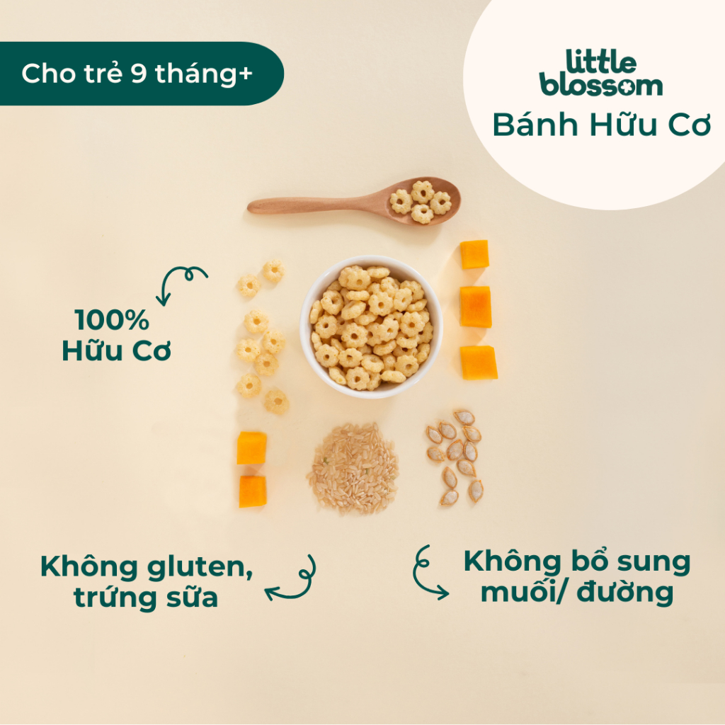 Bánh ăn dặm hữu cơ Little Blossom chính hãng, dành cho bé từ 9 tháng