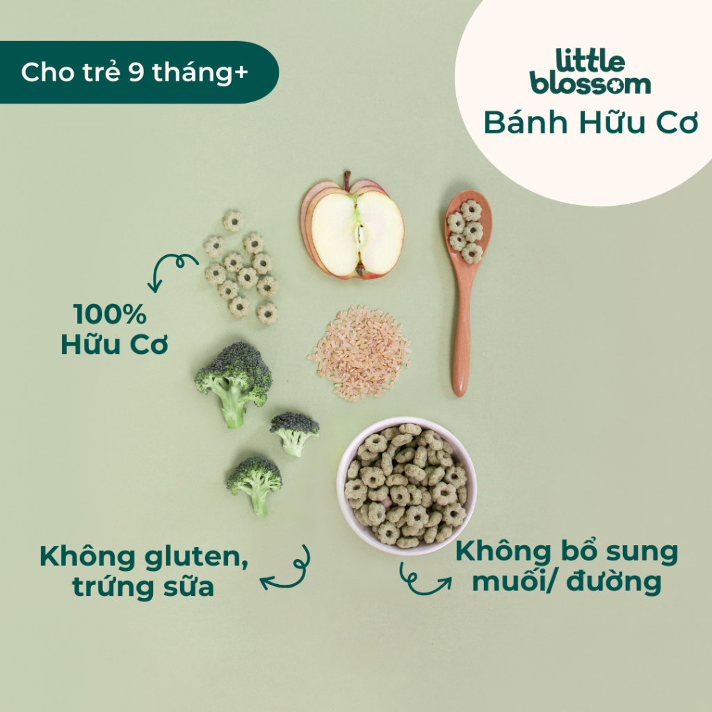 Bánh ăn dặm hữu cơ Little Blossom chính hãng, dành cho bé từ 9 tháng