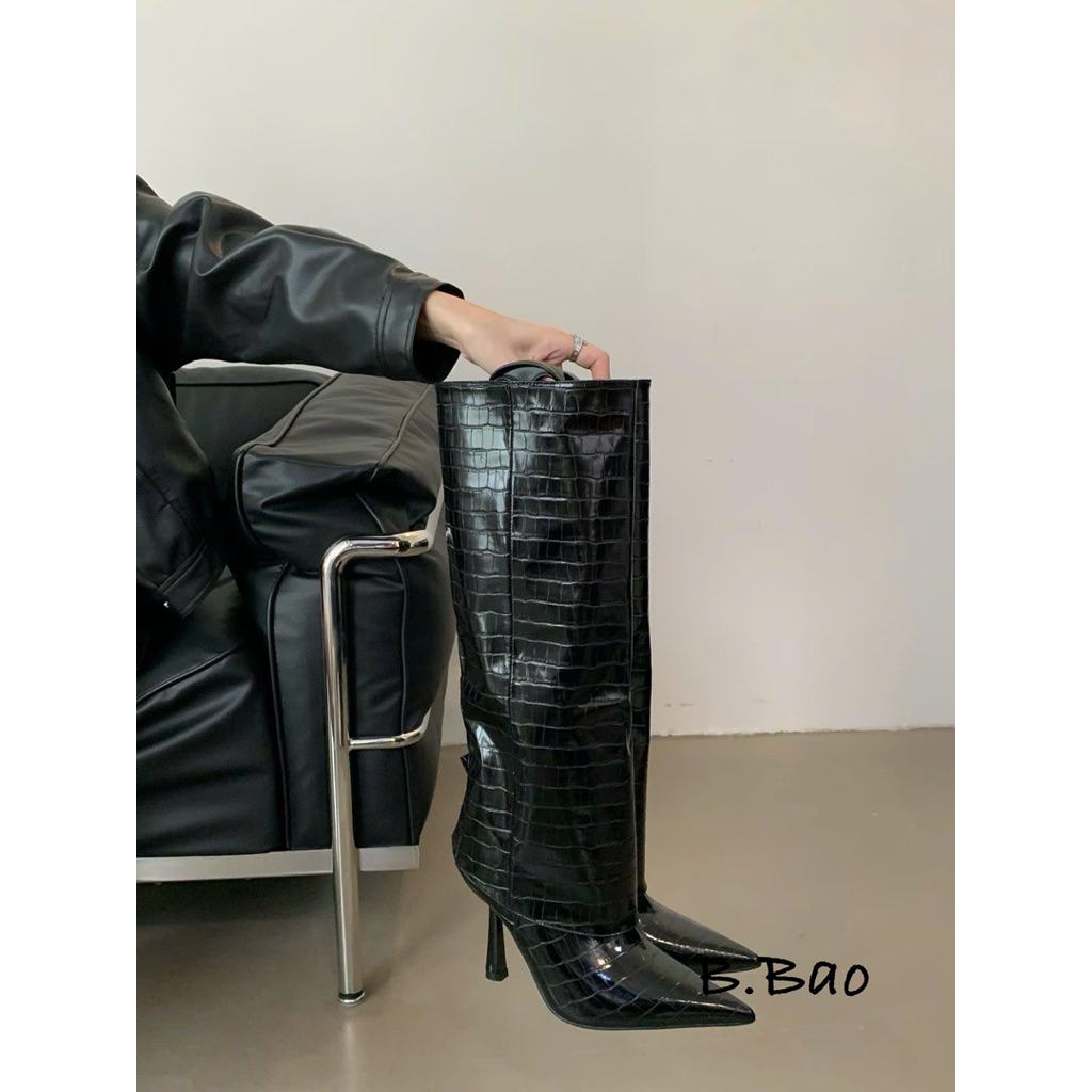 👠👠👠 Bốt da bóng vân cá