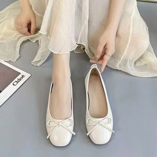 Giày búp bê lolita mũi vuông chất da bóng siêu bền phối nơ QV425