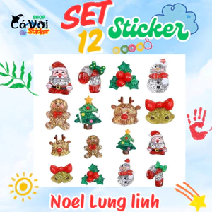 Set 12 Sticker/ Charm gắn dép đêm noel lung linh rực rỡ