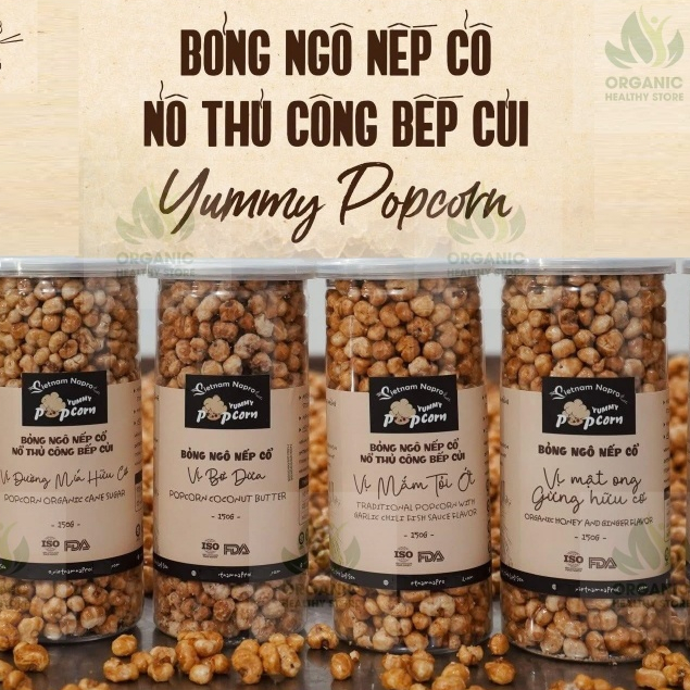 Bỏng Ngô Nếp Cổ VIETNAM NAPRO Yummy Popcorn hũ 150g, 7 vị