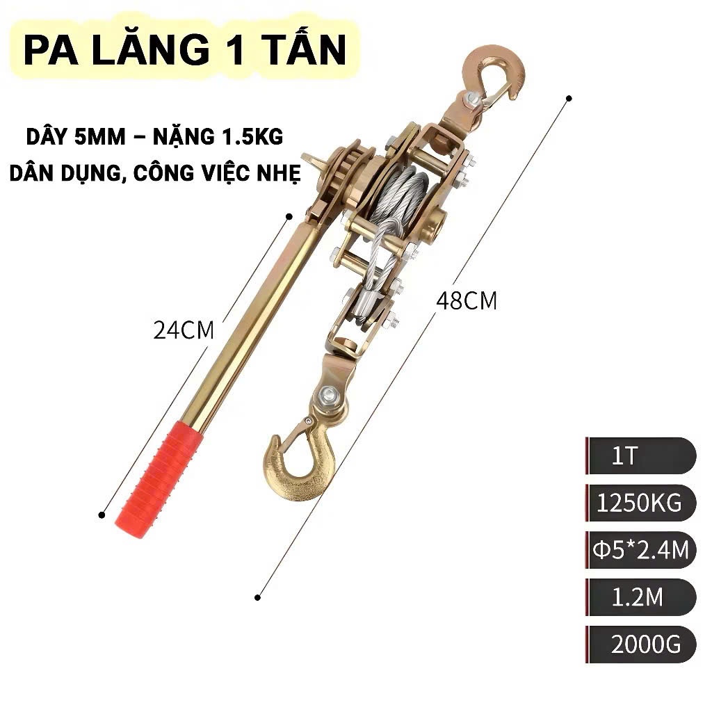 Tời Cáp Lắc Tay 1–4 Tấn – Máy Kéo Căng Cáp Đa Năng, Thiết Bị Nâng Kéo Công Trình