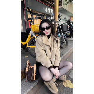 Áo Khoác Da Lộn Lót Lông Chuẩn MY NƠ [Sẵn Ship]