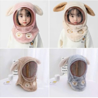 Mũ Len Lông Cừu Trùm Đầu Kèm Kính Chắn Gió Chống Bụi Bảo Vệ Bé, Nón Len Mềm Mịn Cho Bé. shop Đăng Khoa
