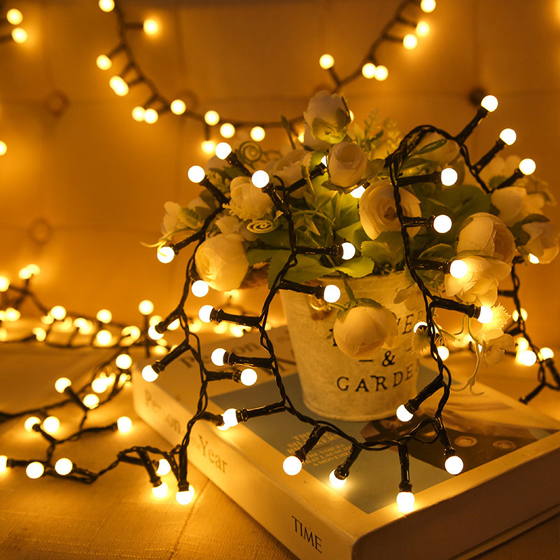 Dây đèn LED bi đục nhỏ dài 15m - 120 bóng chớp nháy đủ kiểu trang trí Noel Tết CÓ PHÍCH CẮM NỐI TIẾP