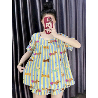 Đồ Bộ Tole Nữ Đùi Babydoll Mặc Nhà, Bộ Tole Lanh Chất Liệu Mềm Mát Siêu Hút Mồ Hôi <65kg