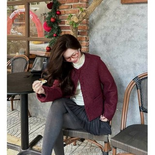 Áo Khoác Dạ Tweed Bông Xù Nữ SURAN TWEED Cúc Bọc Vải Túi Ngang Tặng Kèm Móc 247store