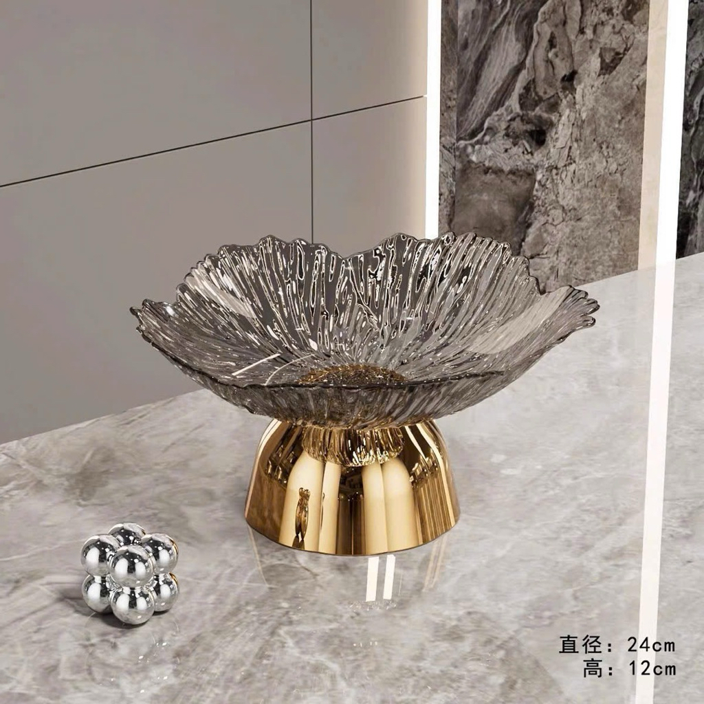 Khay đựng trái cây chân đế inox sang trọng - Đĩa đựng quả decor