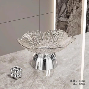 Khay đựng trái cây chân đế inox sang trọng - Đĩa đựng quả decor