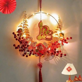 (Có gắn Led) Vòng Hoa - Ông Thần Tài Lắc Đầu Trang Trí Tết Size to 38cm. Đăng Khoa shop