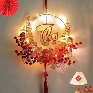 (Có gắn Led) Vòng Hoa - Ông Thần Tài Lắc Đầu Trang Trí Tết Size to 38cm. Đăng Khoa shop