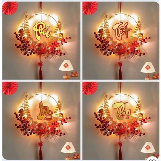 (Có gắn Led) Vòng Hoa - Ông Thần Tài Lắc Đầu Trang Trí Tết Size to 38cm. Đăng Khoa shop