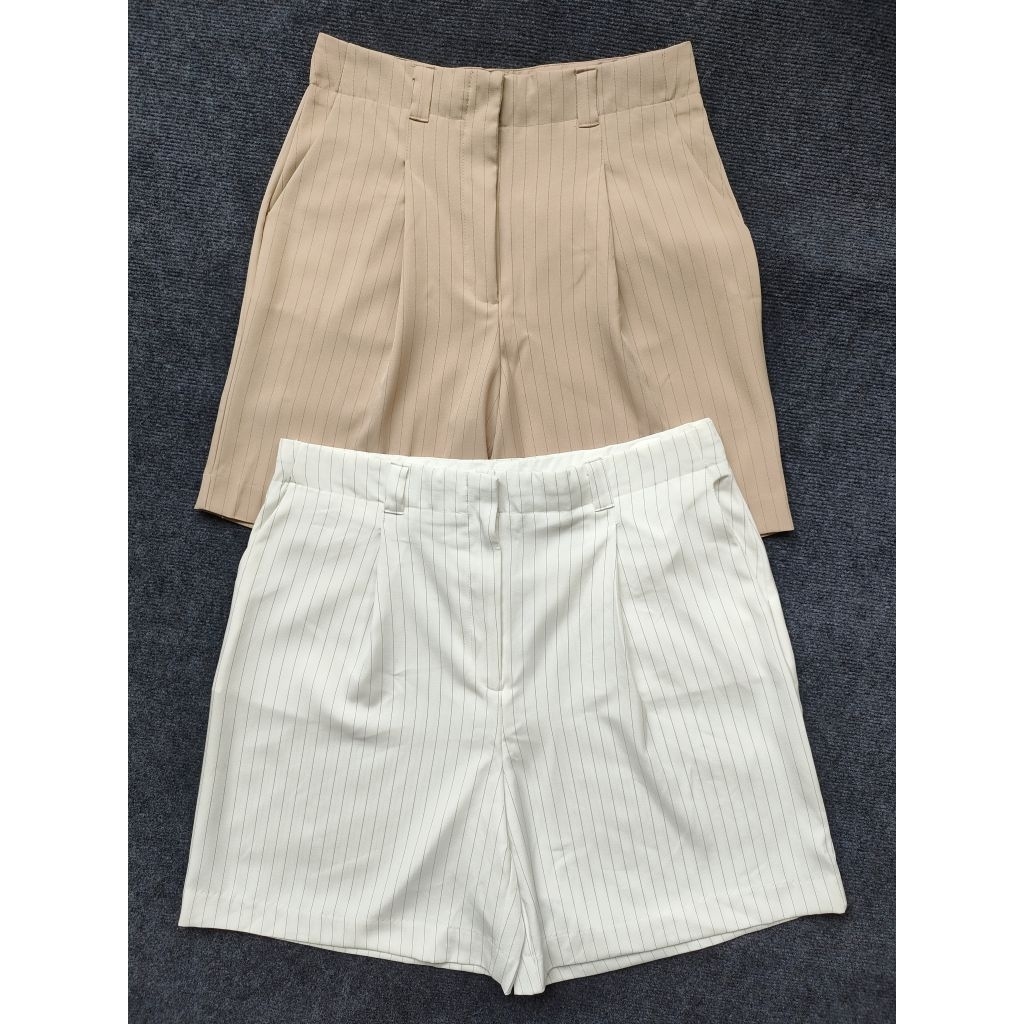 (BomoHouse) Quần short lửng kaki suông nữ lưng cao bigsize - dư xịn VNXK.