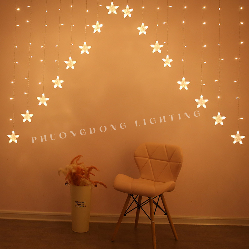 Dây đèn LED Chớp màn Ngôi sao xéo dài 2,5m 16 bóng
