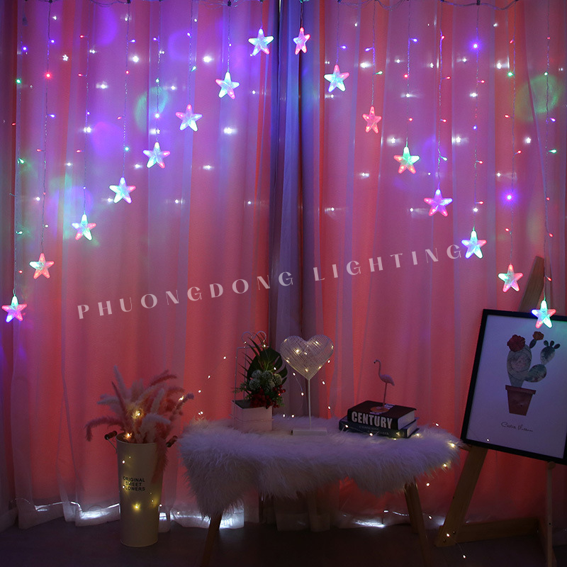 Dây đèn LED Chớp màn Ngôi sao xéo dài 2,5m 16 bóng