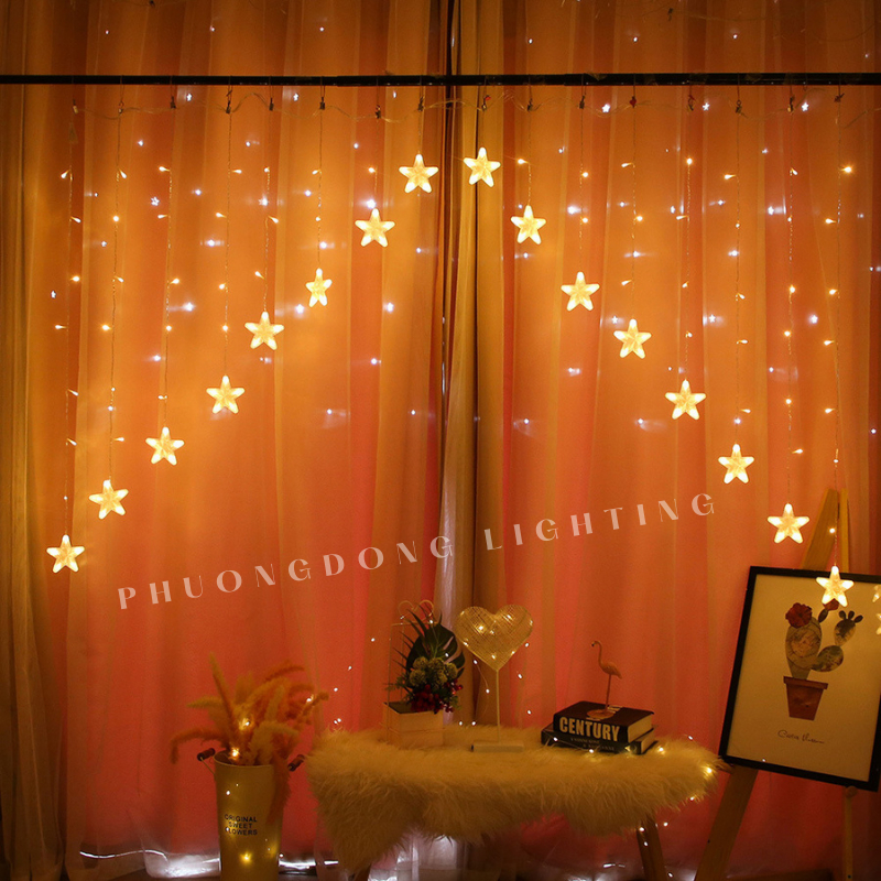 Dây đèn LED Chớp màn Ngôi sao xéo dài 2,5m 16 bóng