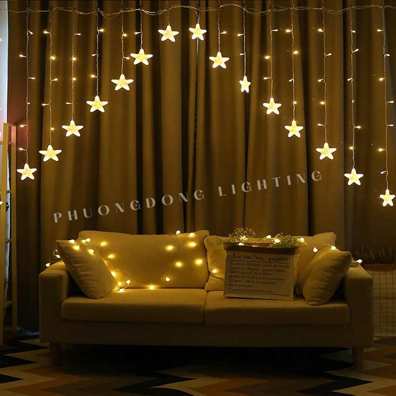 Dây đèn LED Chớp màn Ngôi sao xéo dài 2,5m 16 bóng