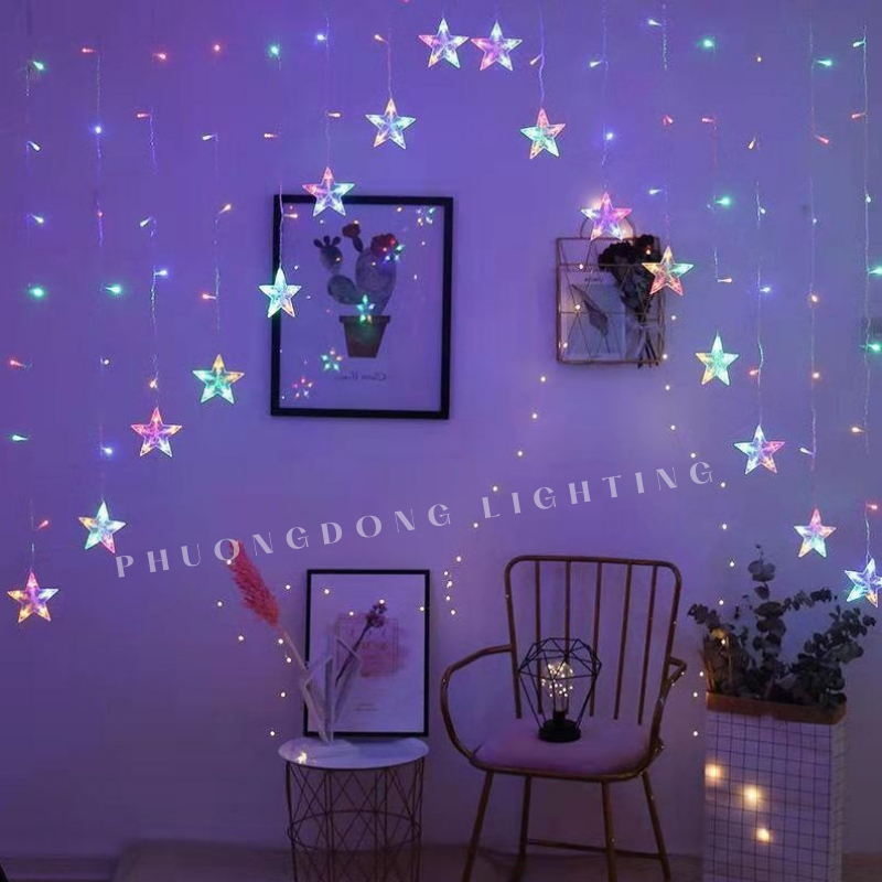 Dây đèn LED Chớp màn Ngôi sao xéo dài 2,5m 16 bóng