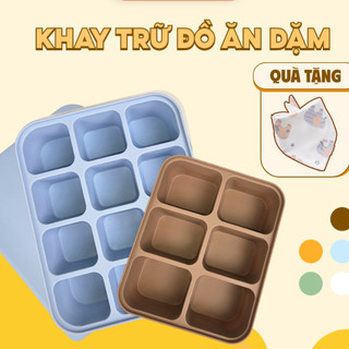 [Sale 50%, 9 ô]  Khay trữ đồ ăn dặm EM00N chia ngăn thông minh, chất liệu silicone bạch kim an toàn cho bé Happykids