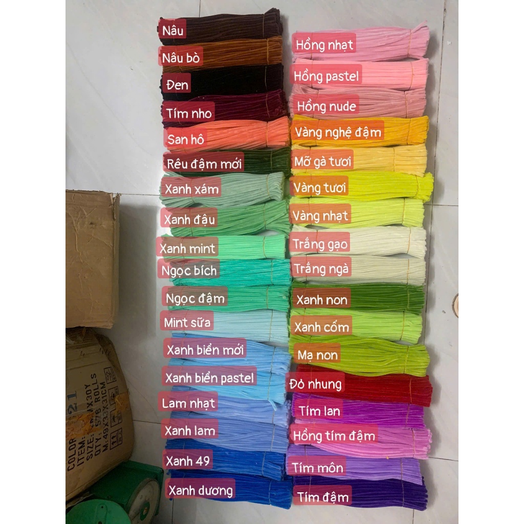 [HỎA TỐC HCM] KẼM NHUNG HANDMADE LOẠI 1 DÀY 7-8MM NHIỀU MÀU LÀM HOA, TRANG TRÍ TẾT, NOEL , LỄ 14/2, 8/3,20/10,10/11....