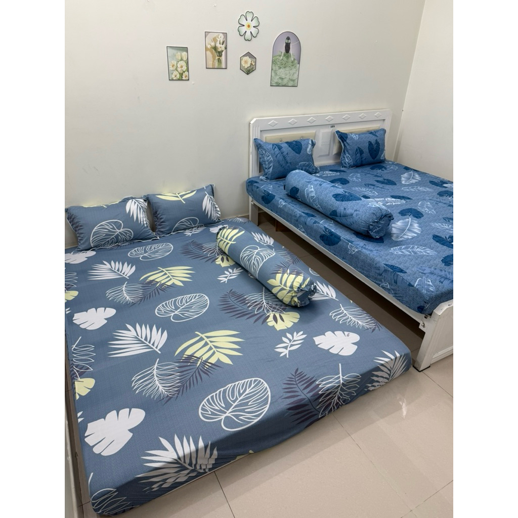 ga thun lạnh 4 món (vỏ ôm có dây kéo bít đầu), ga nệm dây thun 1 mặt