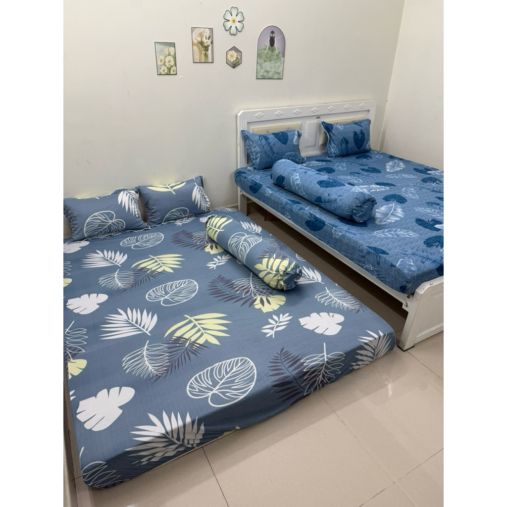 ga thun lạnh 4 món (vỏ ôm có dây kéo bít đầu), ga nệm dây thun 1 mặt