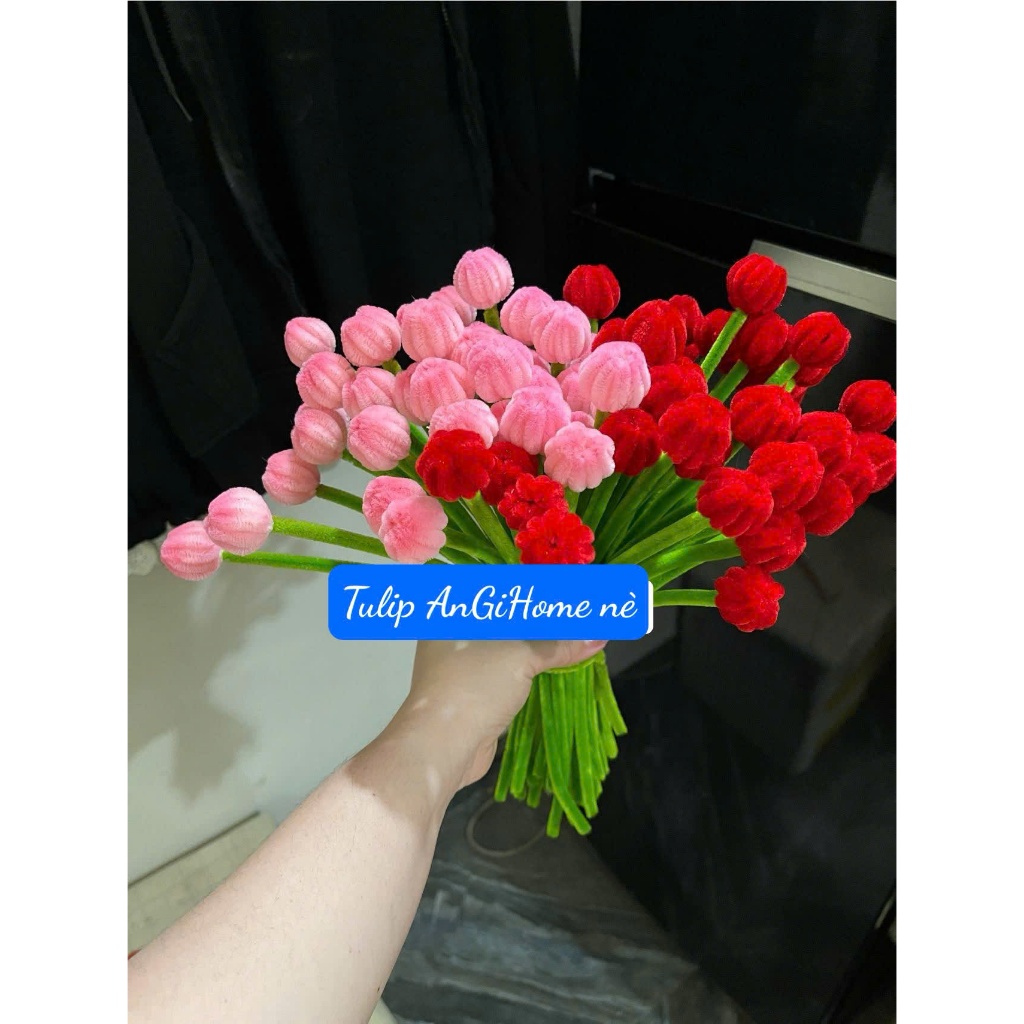 THÀNH PHẨM ĐẦU BÔNG TULIP MINI KẼM NHUNG HANDMADE NHIỀU MÀU TRANG TRÍ HÀNG QUÁN, LỚP HỌC, PHÒNG KHÁCH,... ANGIHOME