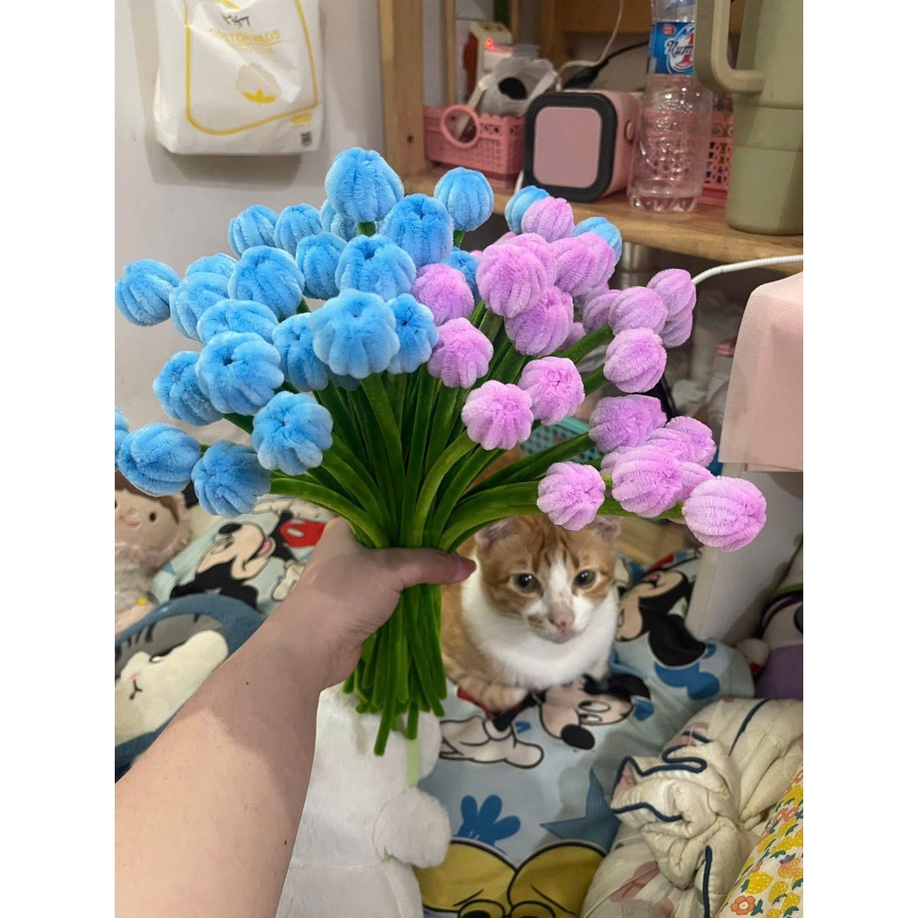 THÀNH PHẨM ĐẦU BÔNG TULIP MINI KẼM NHUNG HANDMADE NHIỀU MÀU TRANG TRÍ HÀNG QUÁN, LỚP HỌC, PHÒNG KHÁCH,... ANGIHOME