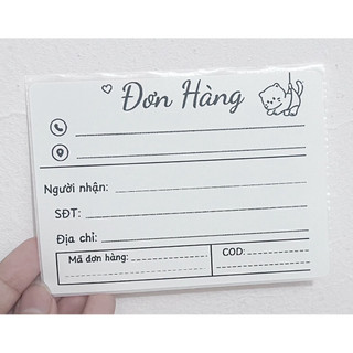 Set 100 phiếu giao hàng có keo dán, phiếu ghi mã vận đơn - giấy a7 in theo yêu cầu mực trắng đen.