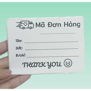 Set 100 phiếu giao hàng có keo dán, phiếu ghi mã vận đơn - giấy a7 in theo yêu cầu mực trắng đen.