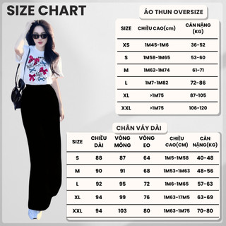 Bộ Áo Phông Nữ Chepol Cổ tròn, Form Rộng, Tay ngắn, Chất Cotton Cao Cấp Co Giãn ( Áo Thun Trắng+Chân Váy Xuông )CP_x5264