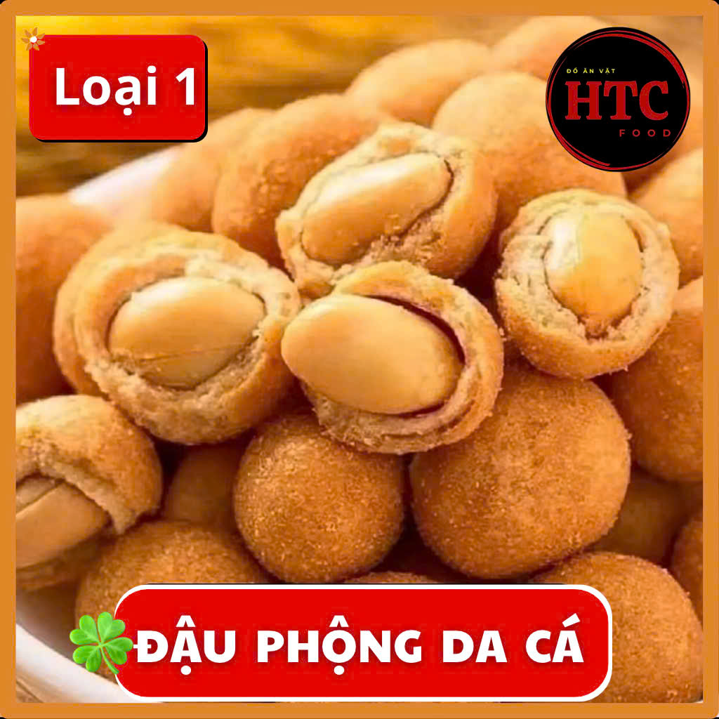 Đậu phộng da cá rang giòn ráo dầu loại ngon, snack đậu phụng đồ ăn vặt ngon, gói 500g/1kg, HTC Food