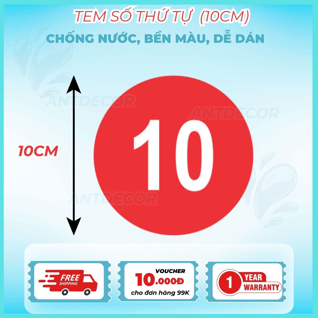 Decal Dán (10cm) Số Từ 1 đến 10 – Giải Pháp Đánh Số Nhanh Chóng và Hiệu Quả