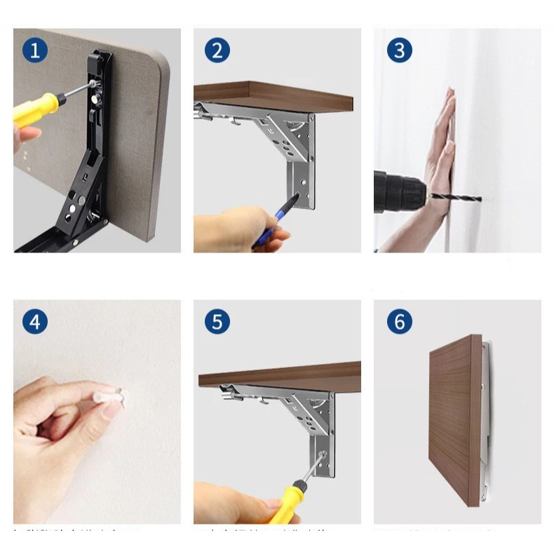[1 Cặp] Bản lề INOX 304 chịu lực gập thông minh gấp gọn lắp cho bàn gấp