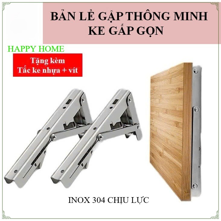 [1 Cặp] Bản lề INOX 304 chịu lực gập thông minh gấp gọn lắp cho bàn gấp