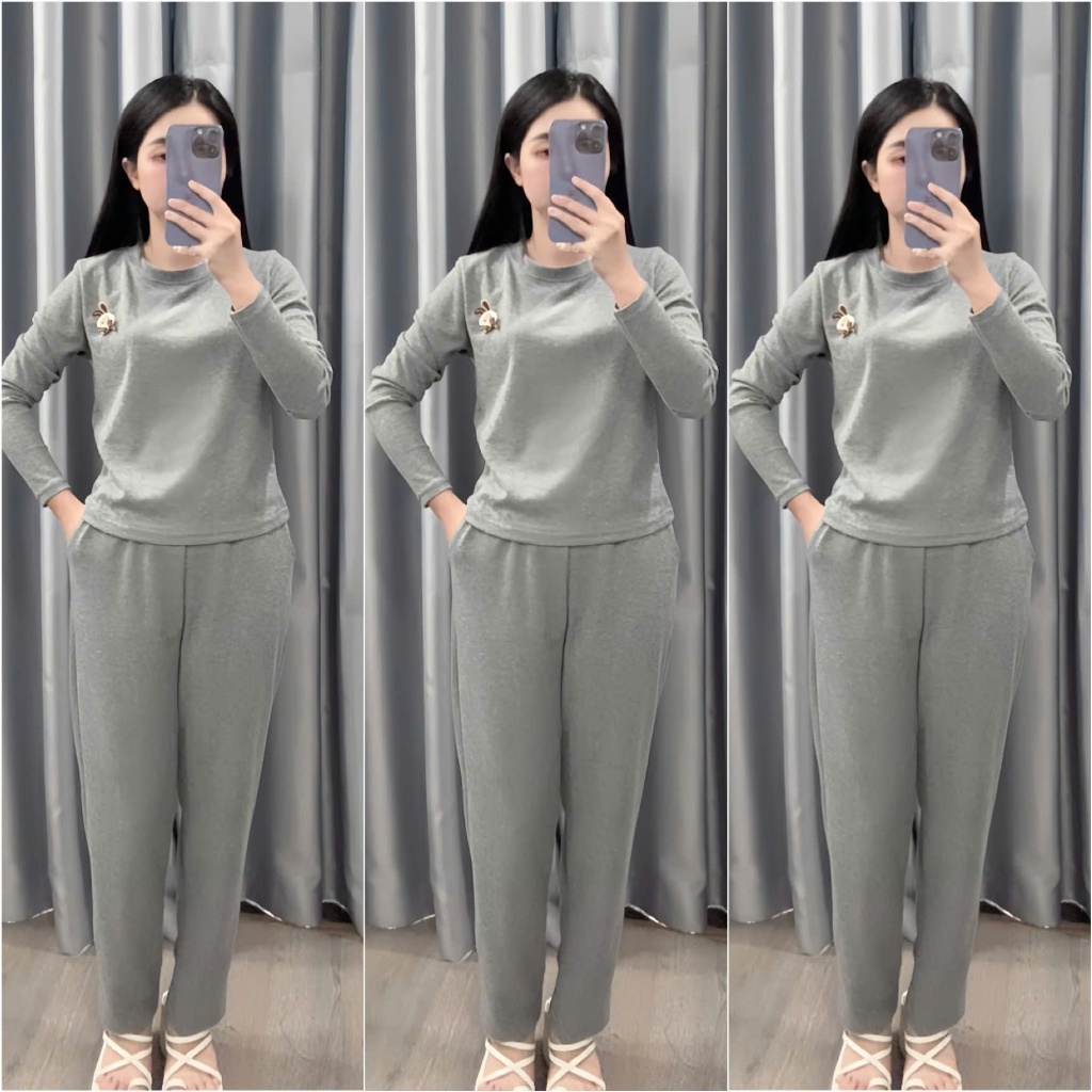 2026. [SÉT GẮN NƠ THỎ] Sét chất len lông thỏ mềm, dày áo dài tay+ quần baggy. Đủ size SMLXL 40kg- 70kg
