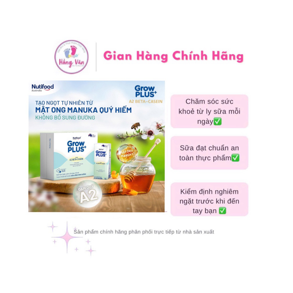 {Chính hãng} Sữa bột pha sẵn Grow Plus Đạm A2 Beta_Casein giúp trẻ tiêu hoá tốt, ít gây đầy hơi thùng 110ml 24 hộp