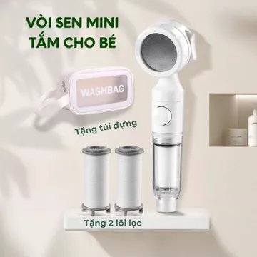 Vòi sen tắm cho bé có lõi lọc cặn 3 chế độ nước mang đi du lịch tặng kèm túi đựng và 2 lõi lọc.