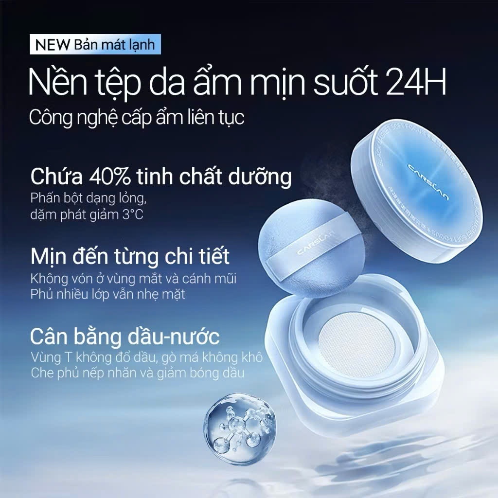 Phấn phủ bột CARSLAN 2.0 Bột Xanh Mát Lạnh Kiềm Dầu Lâu Trôi | NHÍM STORE