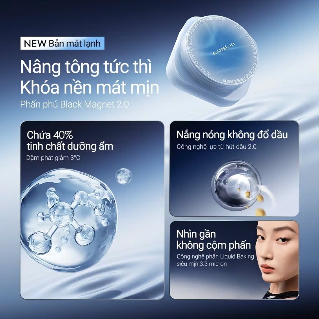 Phấn phủ bột CARSLAN 2.0 Bột Xanh Mát Lạnh Kiềm Dầu Lâu Trôi | NHÍM STORE