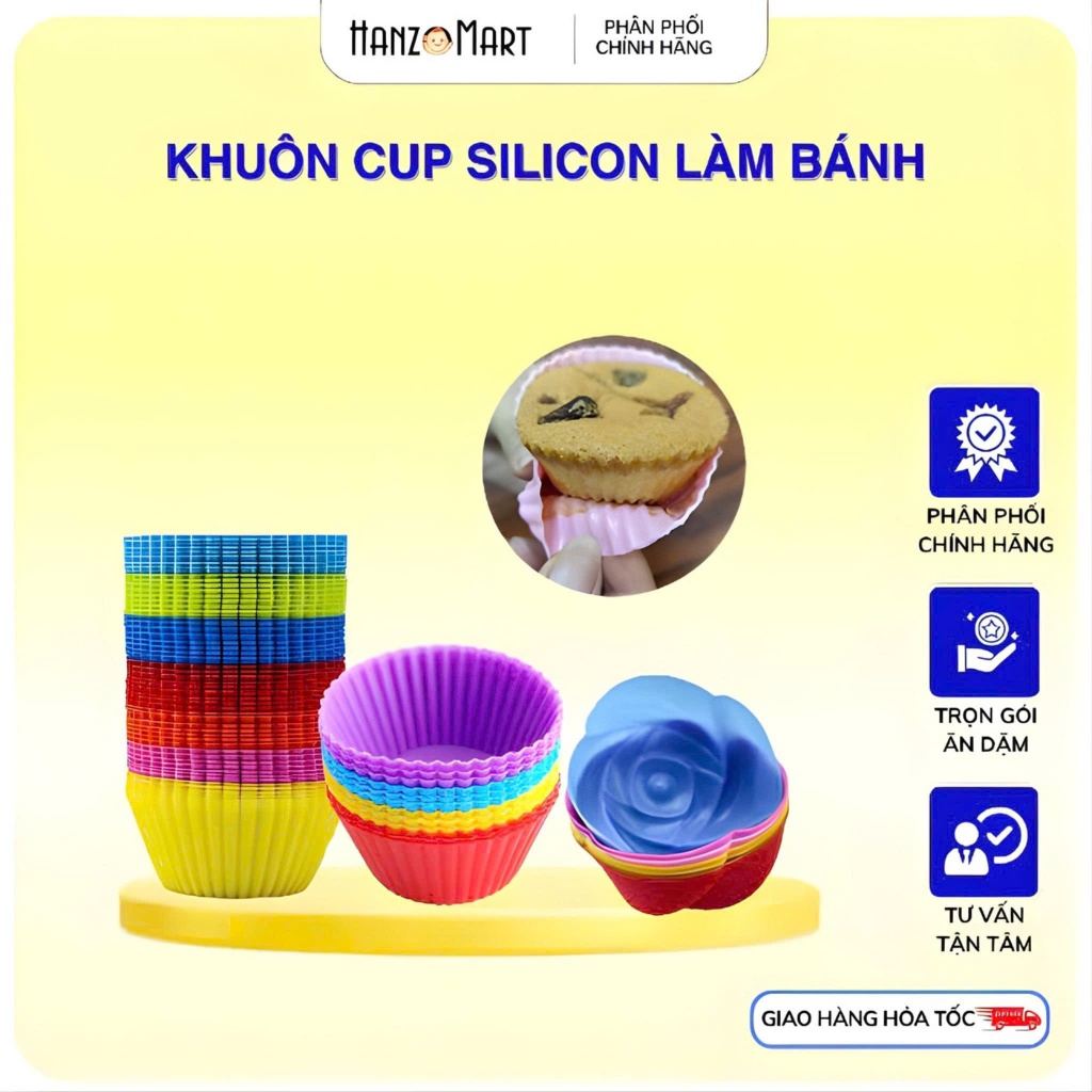 Cup silicon làm bánh / khuôn cupcake silicon /khuôn silicon màm bánh mufin cho bé