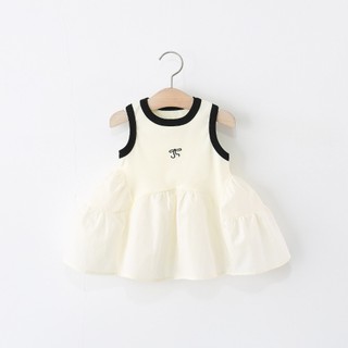 Váy bé gái không tay thời trang bé gái mùa hè Hàn Quốc thun cotton thêu nơ D1241 Bí Ngô Nhỏ